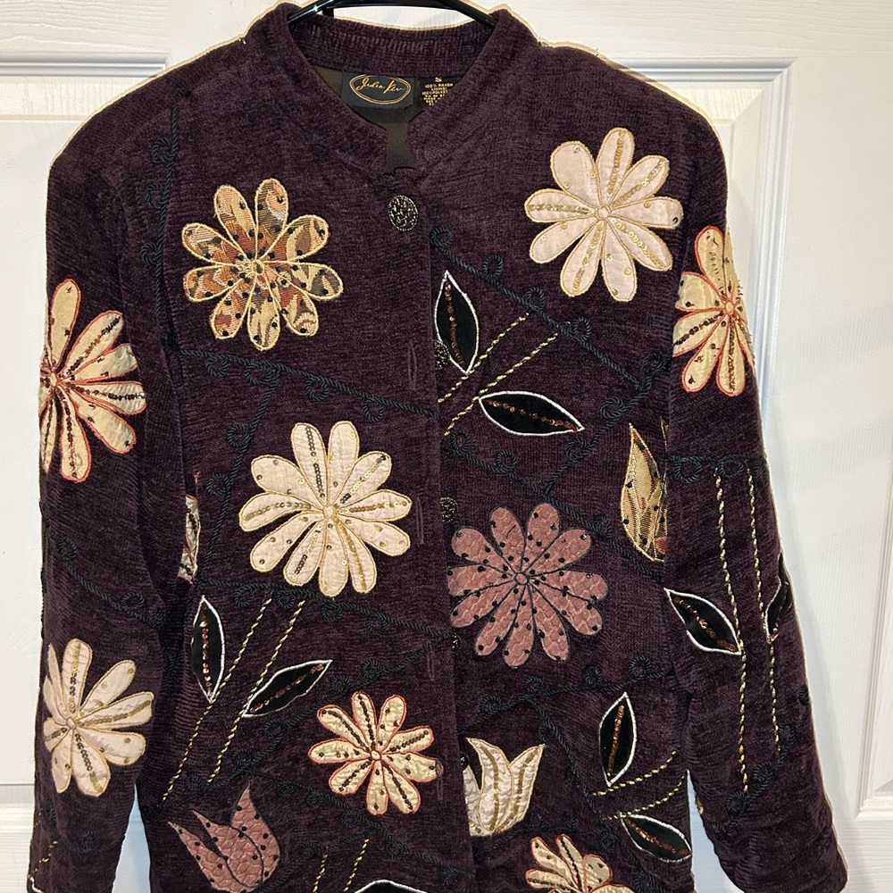 Vintage 90s Indigo Moon Jacket Julia Ken
Art Embroidery Lined Lightweight Jacket